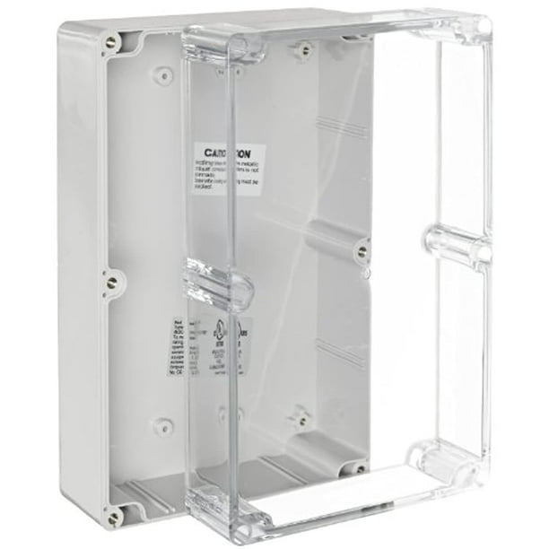 Light Gray Finish 10-27/64 Length x 7-17/64 Width x 3-47/64 Height BUD Industries PN-1335-C Polycarbonate NEMA 4x Box with Clear Cover 10-27/64 Length x 7-17/64 Width x 3-47/64 Height 